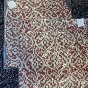 Two Pottery Barn Ingrid Ikat Print Floral Red Pillow Covers